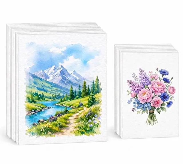 Main image of 56 Sheets Watercolor Paper Bulk, 140 lb/300 GSM Cold Press Watercolor Paper, White Paint Paper in 4 x 6 in and 5 x 7 in, Thick Art Paper for Kids, Students, Beginners, Artists, Cards and Crafts