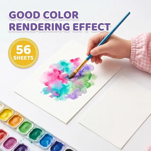 Alt view image 5 of 7 - 56 Sheets Watercolor Paper Bulk, 140 lb/300 GSM Cold Press Watercolor Paper, White Paint Paper in 4 x 6 in and 5 x 7 in, Thick Art Paper for Kids, Students, Beginners, Artists, Cards and Crafts