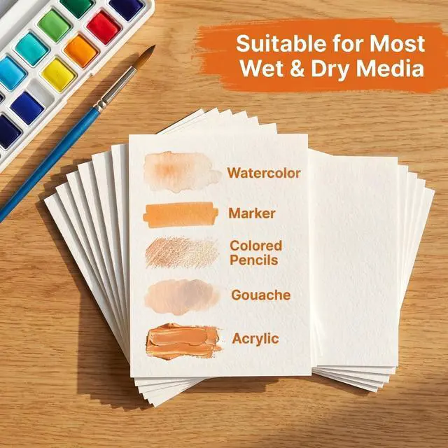 Alt view image 7 of 7 - 56 Sheets Watercolor Paper Bulk, 140 lb/300 GSM Cold Press Watercolor Paper, White Paint Paper in 4 x 6 in and 5 x 7 in, Thick Art Paper for Kids, Students, Beginners, Artists, Cards and Crafts