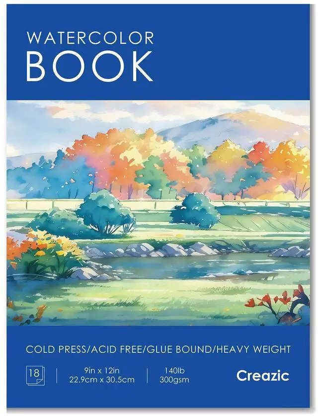 Main image of Watercolor Paper Pad 9"x12" 140lb/300gsm | Acid-Free Cold-Pressed Heavyweight Water Color Paper, Artist Sketchbook for Adults, Kids & Beginners, Ideal for Watercolors, Mixed Media & Crafts