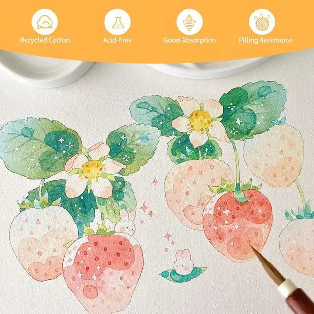 Alt view image 3 of 7 - 50 Sheets Watercolor Paper Bulk 5 x 7 Inch Cold Press Thick Water Colour Paper Cotton White Art Paper for Kids Students Artists Drawing Paint