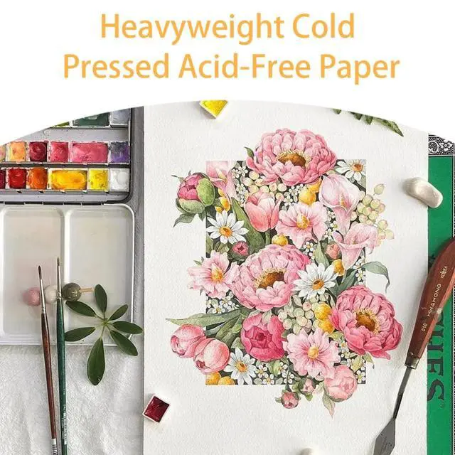 Alt view image 5 of 7 - 50 Sheets Watercolor Paper Bulk 5 x 7 Inch Cold Press Thick Water Colour Paper Cotton White Art Paper for Kids Students Artists Drawing Paint