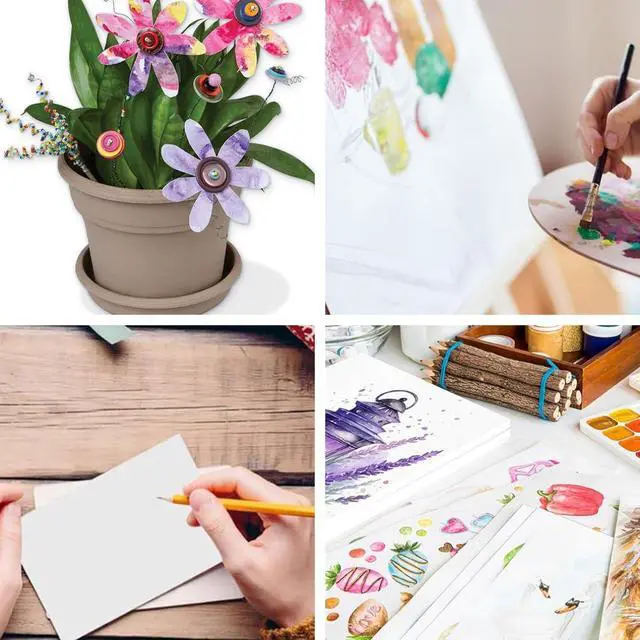 Alt view image 7 of 7 - 50 Sheets Watercolor Paper Bulk 5 x 7 Inch Cold Press Thick Water Colour Paper Cotton White Art Paper for Kids Students Artists Drawing Paint