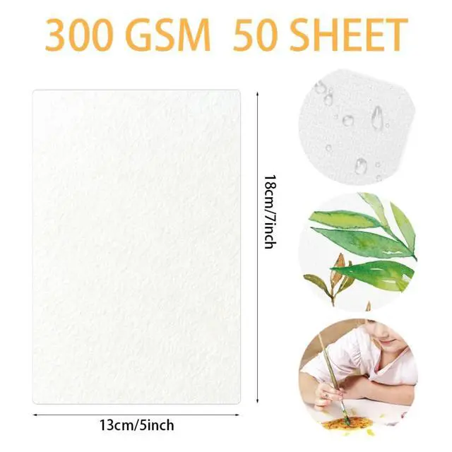 Alt view image 2 of 7 - 50 Sheets Watercolor Paper Bulk 5 x 7 Inch Cold Press Thick Water Colour Paper Cotton White Art Paper for Kids Students Artists Drawing Paint