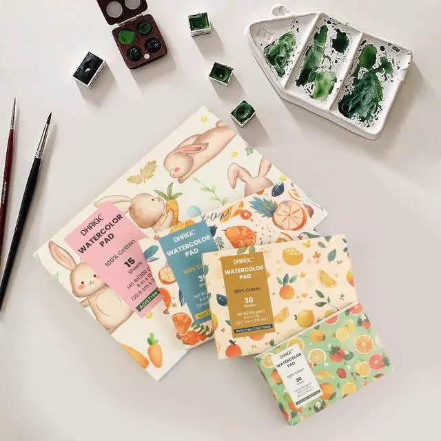 Alt view image 5 of 7 - Watercolor Paper Pad, 30 Sheets, 5x7, 100% Cotton Paper, Glue Bound, 140LB/300GSM Cold Pressed Water Color Paper for Watercolor Drawing, Mixed Media, Art Journaling (5x7 Inch)
