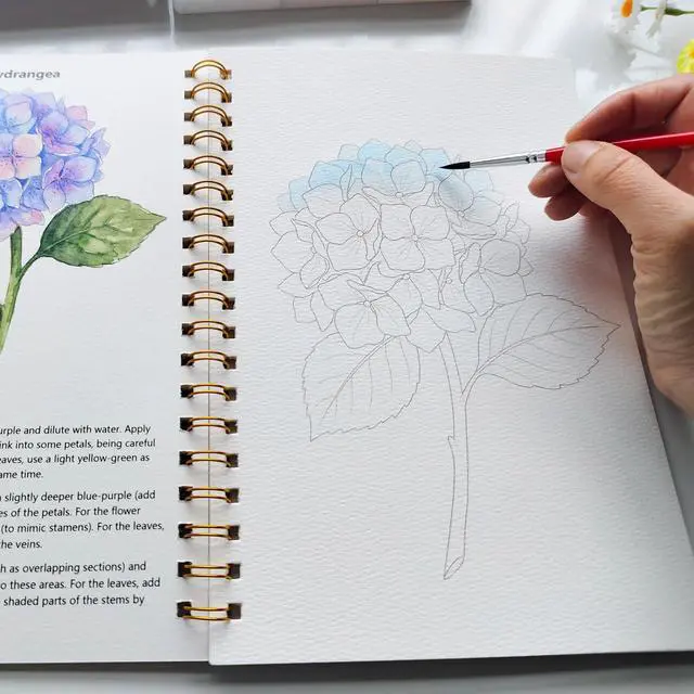 Alt view image 2 of 7 - Watercolor Workbook 15 Beautiful Flowers Paintings for Adults &Teens Beginners,Water Coloring Book 140lb Cold Press Cotton Watercolor Paper-Ideal Gifts to Spark Creativity Stress Relief(10.2" x 6.9")