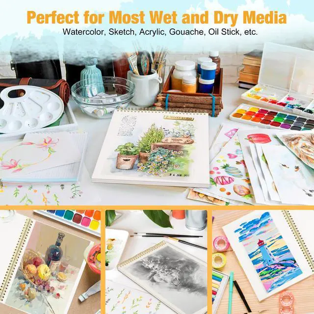 Alt view image 5 of 7 - Watercolor Paper Pad, 5.5"x8.5 (24 Sheets, 140lb/300g), Spiral - Bound with Tear - Line. A Watercolor Journal and Sketchbook for Adults & Kids - Ideal for Smaller - Sized Exercises or Travel