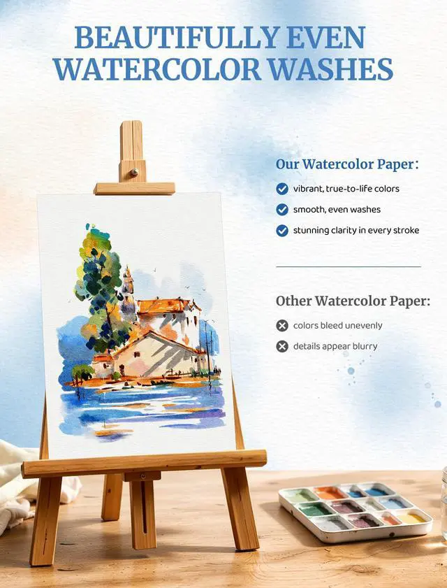 Alt view image 4 of 7 - 84 Sheets Watercolor Paper 5x7, 110 LB/230 GSM Water Color Paper 5 x 7, Cold Press Watercolor Paper Bulk, 5x7 Watercolor Paper Pad for Kids Adults, Art Paper for Painting, Sketching, Acrylic, Gouache