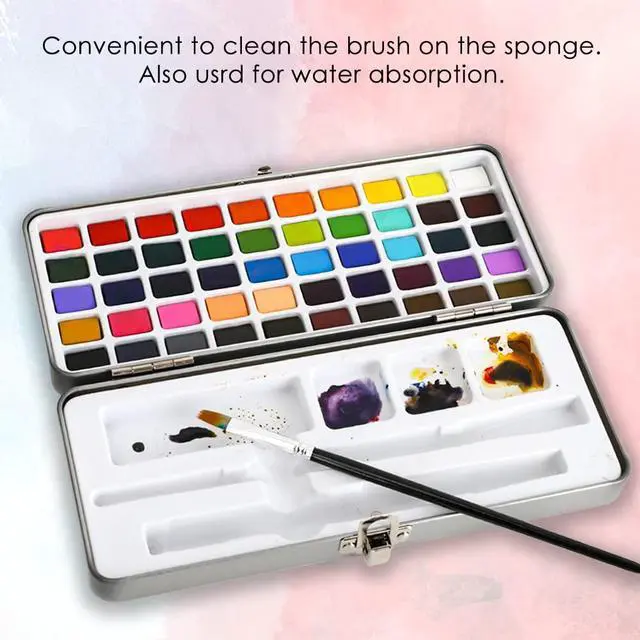 Alt view image 6 of 6 - 50 Colors Watercolor Paint Set, Detail Paint Brush Included, Watercolor Paints, Painting Sets, Art Supplies for Painting, Travel Watercolor Set, Amateur Hobbyists