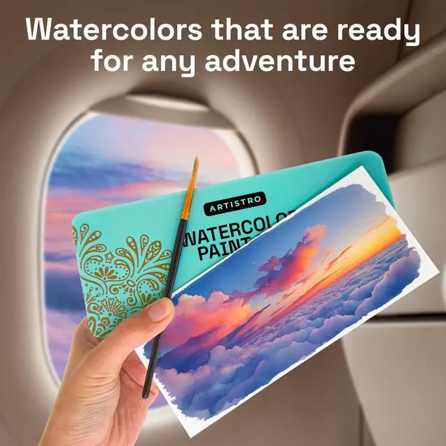 Alt view image 5 of 7 - Vivid Color Watercolor Paint Set - Portable Paint Art Kit with Palette and Brush Pens - Travel Water Color Set for Adults, Professionals, Kids - Art and Painting Supplies - Gift Idea
