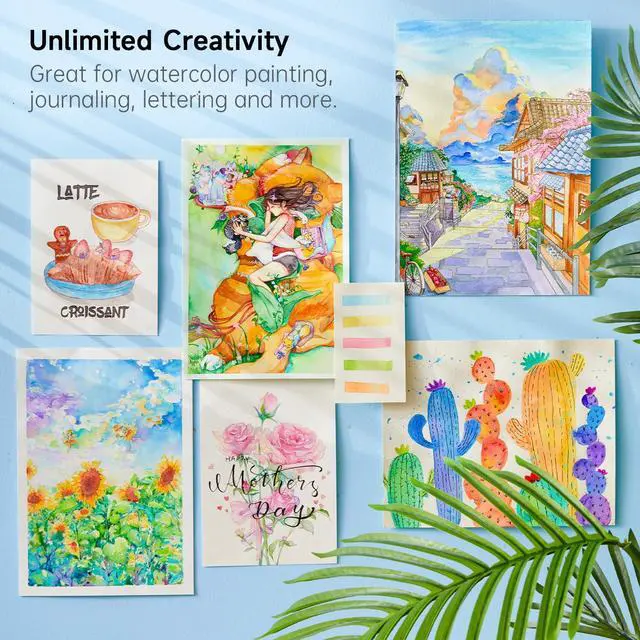 Alt view image 7 of 7 - Watercolor Paint Set, 48 Colors Watercolor Paint in Half Pans with 2 Water Brush Pens, 10 Paint Brushes, 1 Watercolor Pad, 1 Palette, 2 Color Charts, Watercolor Kit for KidsAdults, Artists