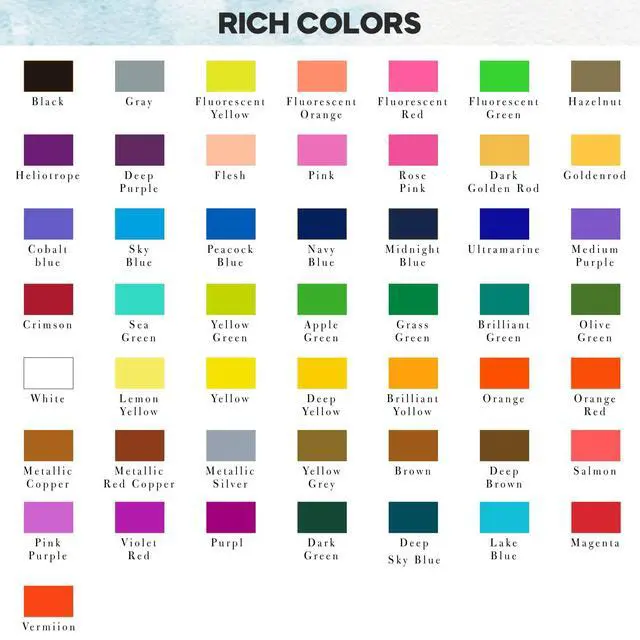 Alt view image 5 of 7 - Watercolor Paint Set, 50 Vivid Colors Including Metallic and Fluorescent Colors in Gift Box,Perfect Watercolor Set for Artists, Painting Lovers