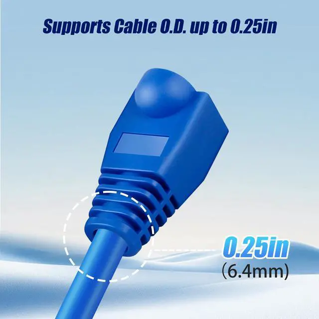 Alt view image 3 of 7 - Soft Plastic Ethernet RJ45 Cable Connector Boots Cover Strain Relief Boots CAT5 CAT5E CAT6 CAT6E 100PCS (Blue)