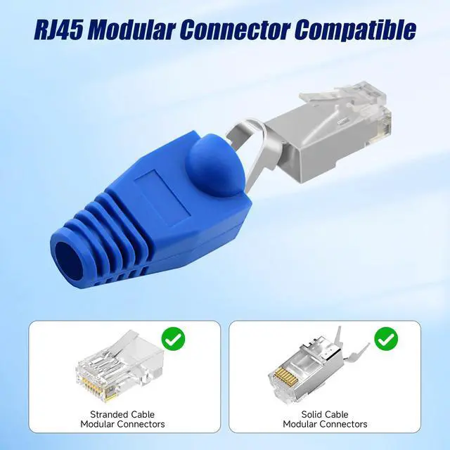 Alt view image 4 of 7 - Soft Plastic Ethernet RJ45 Cable Connector Boots Cover Strain Relief Boots CAT5 CAT5E CAT6 CAT6E 100PCS (Blue)