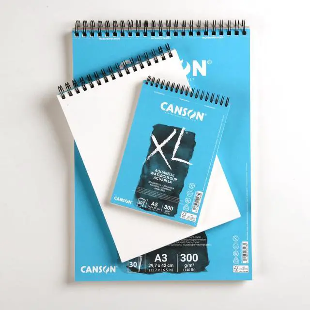 Alt view image 3 of 5 - XL Watercolour 300gsm A5 Paper, Cold Pressed, Spiral Pad Short Side, 30 White Sheets, Ideal for Professional Artists