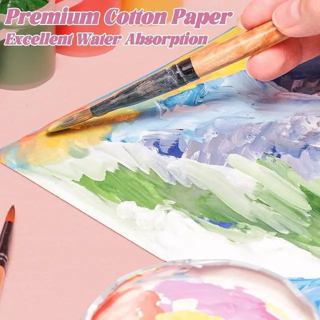 Alt view image 5 of 6 - 120 Sheets Watercolor Paper Bulk,140 lb/300 GSM Cold Press Thick Water Color Paper Pad,Artist Painting Drawing Paper, Art Supplies for Kids Students Artists