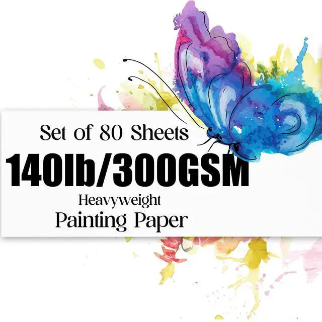 Alt view image 2 of 6 - Watercolor Paper 5x7 inches 80 Sheets,Heavyweight Artist Paper 140lb/300GSM Cold Press Natural Cotton Paper for Students Artists Watercolor Drawing