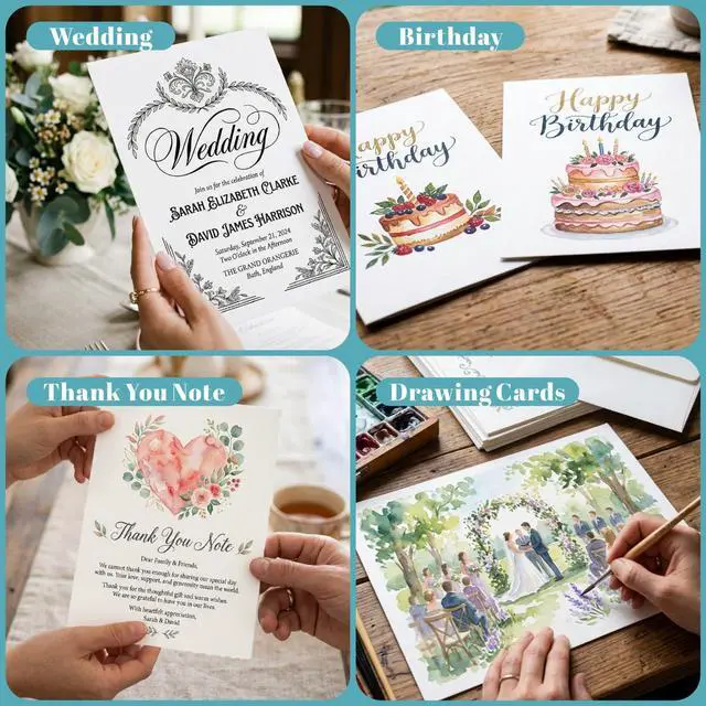 Alt view image 7 of 7 - 30 Pack Watercolor Cards with Envelopes, 140lb/300GSM 5x7 Cotton Paper in Foldable, Blank Cards and Envelopes for Greeting Cards Birthday Wedding Invitations DIY Thank You Card