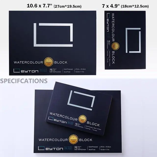 Alt view image 2 of 7 - Non-Warping 100% Cotton Watercolor Paper Block - 20 Sheets of 160lb/350gsm Hot Press Water Color Art Supplies for Wet, Dry, and Mixed Media Painting, for Watercolor, Gouache, Acrylic (7 x 5'')