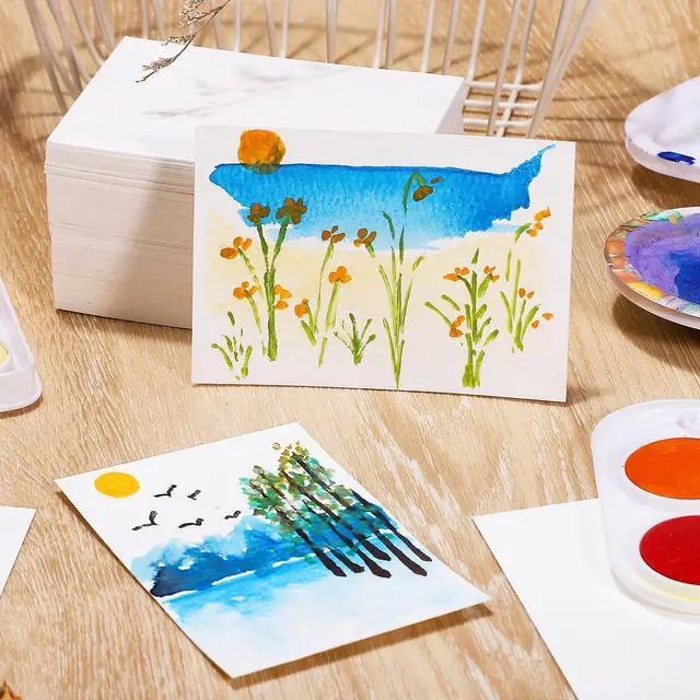 Alt view image 5 of 7 - 120 Sheets Watercolor Paper Bulk, 140 lb/300 GSM Cold Press Paper White Water Color Paper for Kids Child Students Adults Artists Drawing Valentine Gift Cards(2.5 x 3.5 inch)