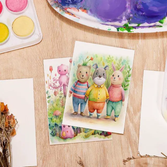 Alt view image 6 of 7 - 120 Sheets Watercolor Paper Bulk, 140 lb/300 GSM Cold Press Paper White Water Color Paper for Kids Child Students Adults Artists Drawing Valentine Gift Cards(2.5 x 3.5 inch)