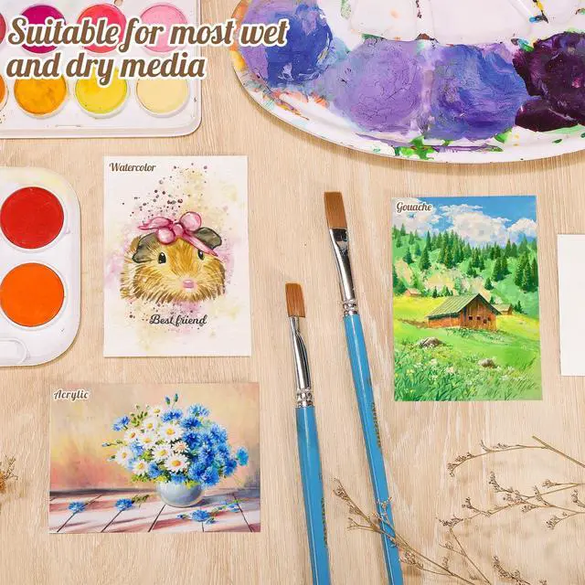 Alt view image 7 of 7 - 120 Sheets Watercolor Paper Bulk, 140 lb/300 GSM Cold Press Paper White Water Color Paper for Kids Child Students Adults Artists Drawing Valentine Gift Cards(2.5 x 3.5 inch)