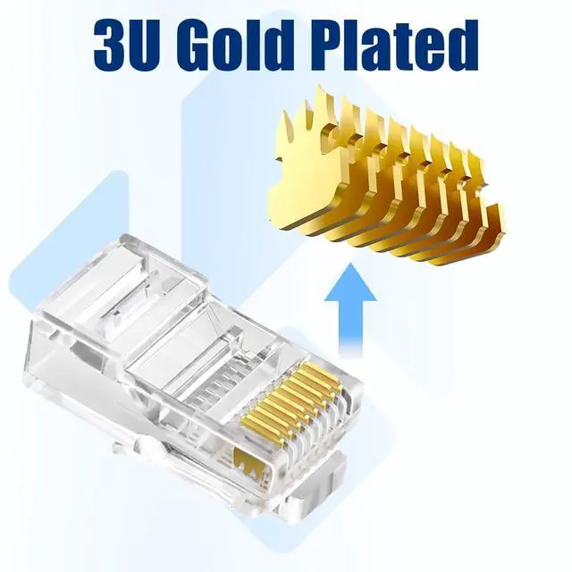 Alt view image 3 of 7 - 50 Pack Cat5e RJ45 Pass Through Connectors, UTP Ethernet Cable Ends