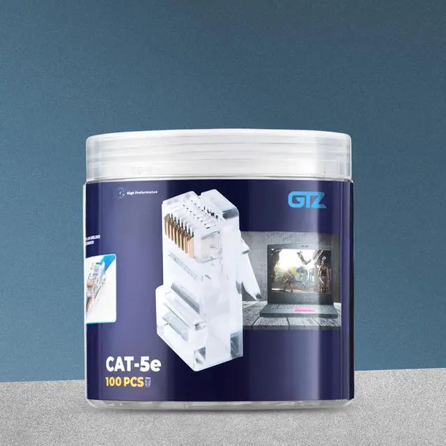 Alt view image 2 of 7 - Cat5e RJ45 Pass Through Connector 100-Pack - EZ Cat 5e Pass Through RJ45 Connectors - Cat 5e Connectors - Ethernet Connector, Ethernet Plug - for Solid or Stranded UTP Network Cable