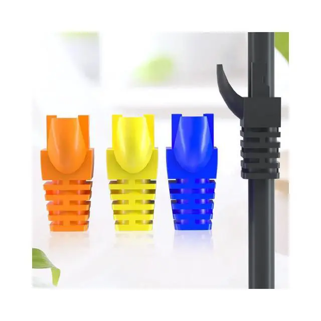 Alt view image 3 of 5 - 50 Pcs Cat5 Cat5E Cat6 Strain Relief Boot, RJ45 Plug Connector Cover Modular Network Plug Connector Cap Cable Connector Boots, Green