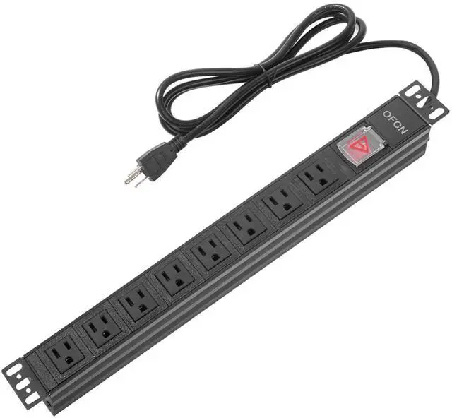 Main image of 19" 1U Rack Mount PDU Power Strips 8 Outlet Mountable Power Strip, Wall Mount Outlet Power Strip Heavy Duty, Wide Spaced 15A 125V 1875W, 6 FT SJT 14AWG Power Cord (6FT) (8 Outlet)