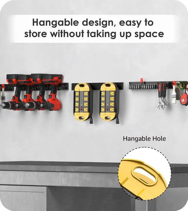 Alt view image 5 of 7 - Heavy Duty Power Strip Surge Protector, Metal 8 Outlets Power Strip for Appliance. Garage Shop Industrial Workbench 15 AMP Outlets Strip. 6FT Extension Cord, Yellow