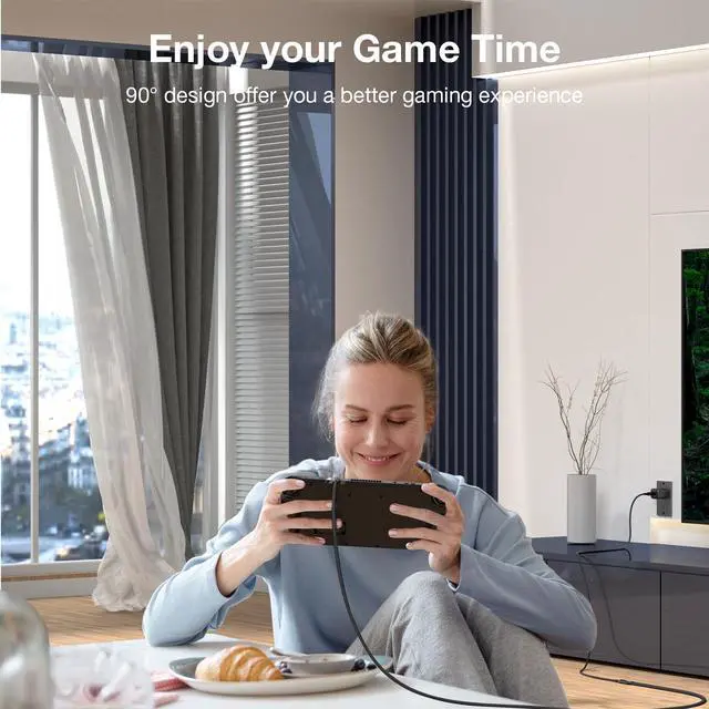 Alt view image 7 of 7 - Short USB C Extension Cable 1ft, 90 Degree USB C 3.2 Male to USBC Female Cable 20Gbps, 240W 4K Video USBC Extender, for PSVR2, Hub, MacBook, iPad, iPhone 17 16 Pro Max, Magsafe Charger, Surface Go