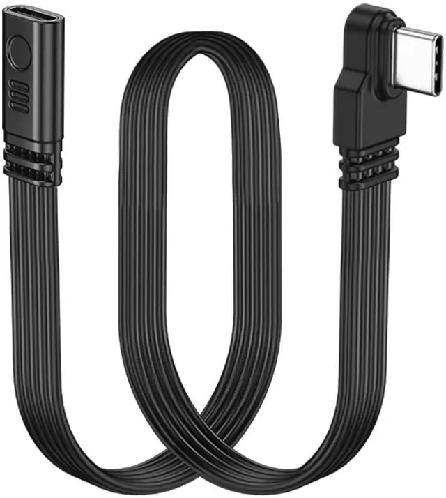 Main image of Short 90 Degree USB Type C 2.0 Flat Cable,PD 65W USB C 2.0 Fast Charge Cable,Short USB Type C Flat Soft Data Cable,Data & Fast Charging Sync Cord (Side Male to Female)