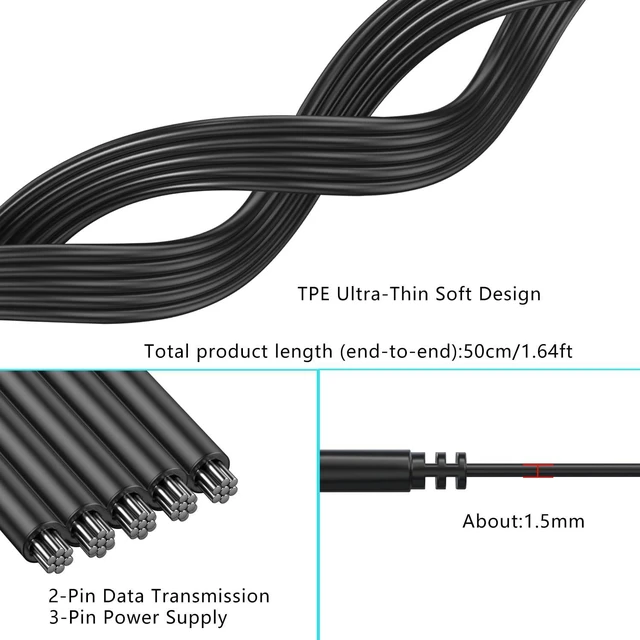 Alt view image 2 of 7 - Short 90 Degree USB Type C 2.0 Flat Cable,PD 65W USB C 2.0 Fast Charge Cable,Short USB Type C Flat Soft Data Cable,Data & Fast Charging Sync Cord (Side Male to Female)