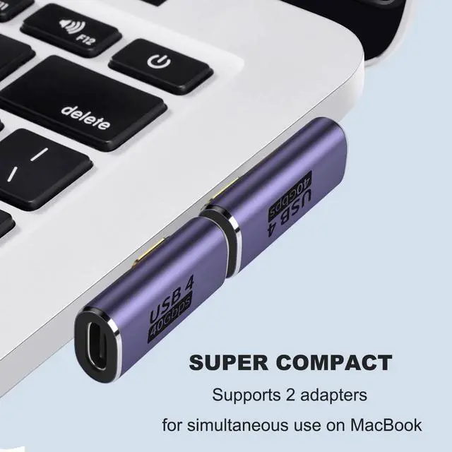 Alt view image 2 of 7 - 2 Pack USB C 90 Degree Right Angle Male to Female Adapter, Purple