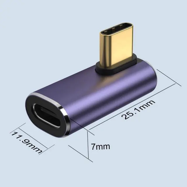 Alt view image 7 of 7 - 2 Pack USB C 90 Degree Right Angle Male to Female Adapter, Purple