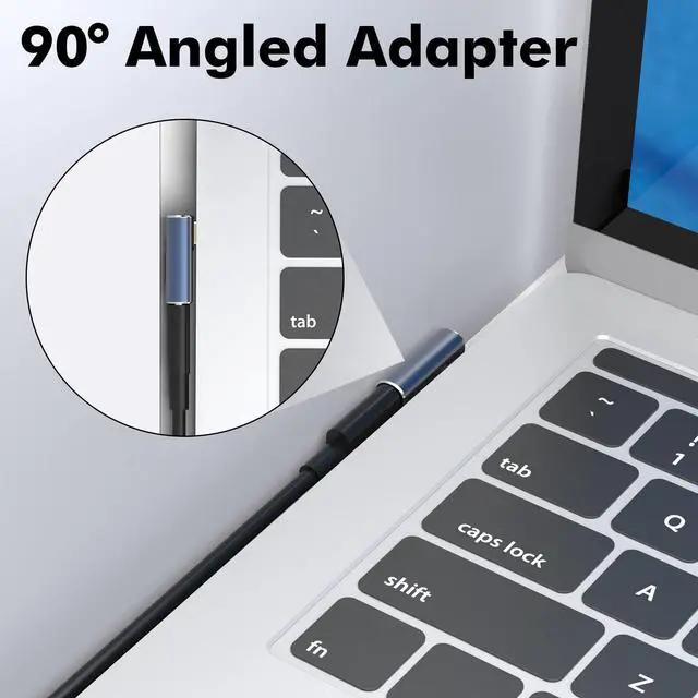 Alt view image 3 of 7 - USB C Right Angle Adapter PD 240W for Thunderbolt 4/3, Right Angle 90 Degree USB C Male to Female Extender 40Gbps Data USB4.0 L Shape Connector with 8K@60Hz Video for iPad, MacBook, 2-Pack