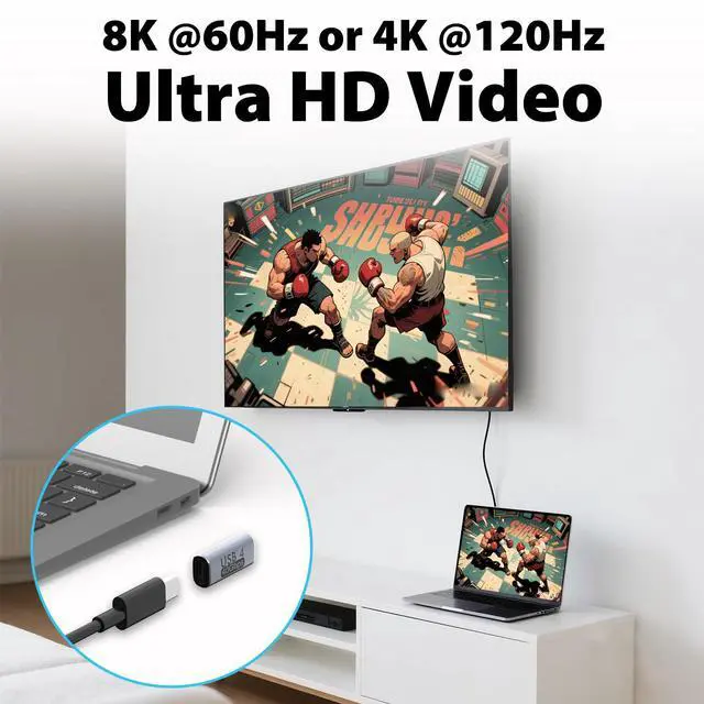 Alt view image 5 of 7 - USB C Right Angle Adapter PD 240W for Thunderbolt 4/3, Right Angle 90 Degree USB C Male to Female Extender 40Gbps Data USB4.0 L Shape Connector with 8K@60Hz Video for iPad, MacBook, 2-Pack