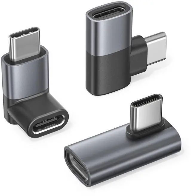 Main image of USB C 90 Degree Adapter 3Pack,PD 100W 40Gbps Right Angle Extender,Type C Male to Female Connector,Thunderbolt 4 3 Extension Converter for iPhone 17e,MacBook Pro,Steam Deck,Switch,Laptop