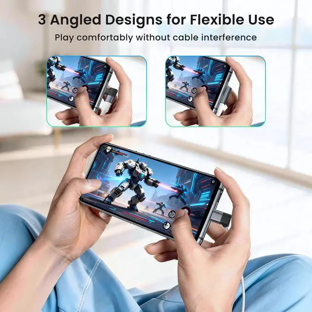 Alt view image 3 of 7 - USB C 90 Degree Adapter 3Pack,PD 100W 40Gbps Right Angle Extender,Type C Male to Female Connector,Thunderbolt 4 3 Extension Converter for iPhone 17e,MacBook Pro,Steam Deck,Switch,Laptop