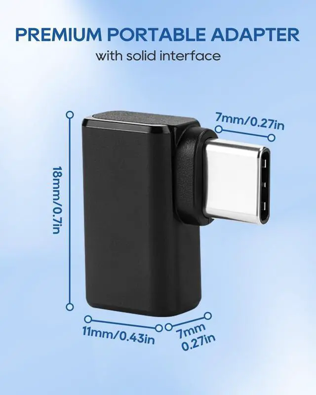 Alt view image 4 of 7 - USB C Right Angle Adapter, 240W 40Gbps USBC 90 Degree Adapter Male to Female, 8K@60Hz Type C Extender Adapters for Laptop Tablet Cell Phone