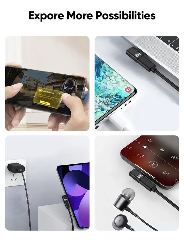 Alt view image 7 of 7 - Right Angle USB C Adapter 2 Pack, USB C Male to Female 90 Degree Adapter 80Gbps 240W Compatible with Thunderbolt 4, USB 4, Notebook, PC, Tablet, Phone and More, Right Angle