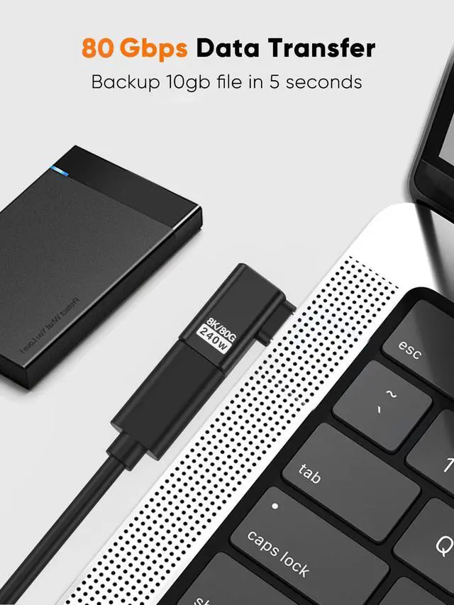 Alt view image 2 of 7 - Right Angle USB C Adapter 2 Pack, USB C Male to Female 90 Degree Adapter 80Gbps 240W Compatible with Thunderbolt 4, USB 4, Notebook, PC, Tablet, Phone and More, Right Angle
