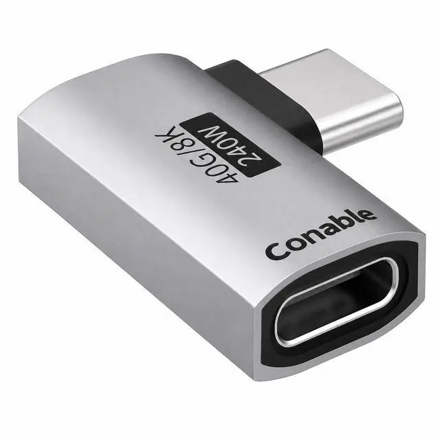 Main image of Flat Right Angle USB C Adapter, Supports 8K@60Hz, 240W Fast Charging, 40Gbps Data Transfer, 90 Degree USB C Adapter, Compatible with Thunderbolt 4, iPhone 17, Steam Deck, ROG Ally, MacBook, Switch 2