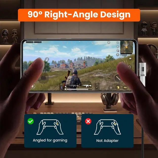 Alt view image 4 of 6 - Flat Right Angle USB C Adapter, Supports 8K@60Hz, 240W Fast Charging, 40Gbps Data Transfer, 90 Degree USB C Adapter, Compatible with Thunderbolt 4, iPhone 17, Steam Deck, ROG Ally, MacBook, Switch 2