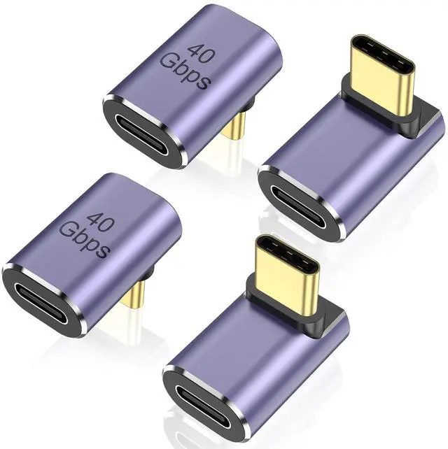 Main image of 4 Pack 90 Degree USB-C Male to Female Adapter, Right Angle 100W Type-C Adapter Extender for Steam Deck, ROG Ally, Switch 2, Notebook Computers, Thunderbolt 4, Tablet and Mobile Phones