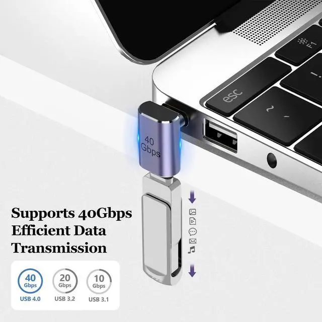 Alt view image 5 of 7 - 4 Pack 90 Degree USB-C Male to Female Adapter, Right Angle 100W Type-C Adapter Extender for Steam Deck, ROG Ally, Switch 2, Notebook Computers, Thunderbolt 4, Tablet and Mobile Phones