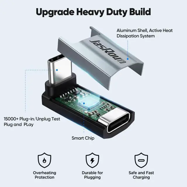 Alt view image 7 of 7 - 90 Degree USB C Adapter 2Pack, 40Gbps/8K@60HZ/240W Thunderbolt 4 Right Angle Type C Male to Female Adapter Extender USB4 Kit Compatible with Steam Deck, Switch 2, ROG Ally, Laptop, Docking, Quest 3