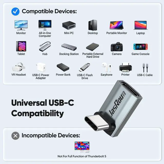 Alt view image 6 of 7 - 90 Degree USB C Adapter 2Pack, 40Gbps/8K@60HZ/240W Thunderbolt 4 Right Angle Type C Male to Female Adapter Extender USB4 Kit Compatible with Steam Deck, Switch 2, ROG Ally, Laptop, Docking, Quest 3