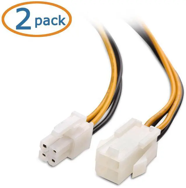 Alt view image 2 of 4 - 2-Pack ATX Power Supply 4-Pin CPU Extension Cable - 8 Inches